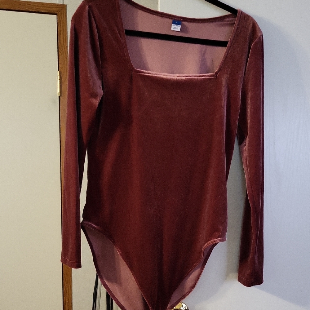Old Navy Velvet Square Neck Bodysuit - Mauve